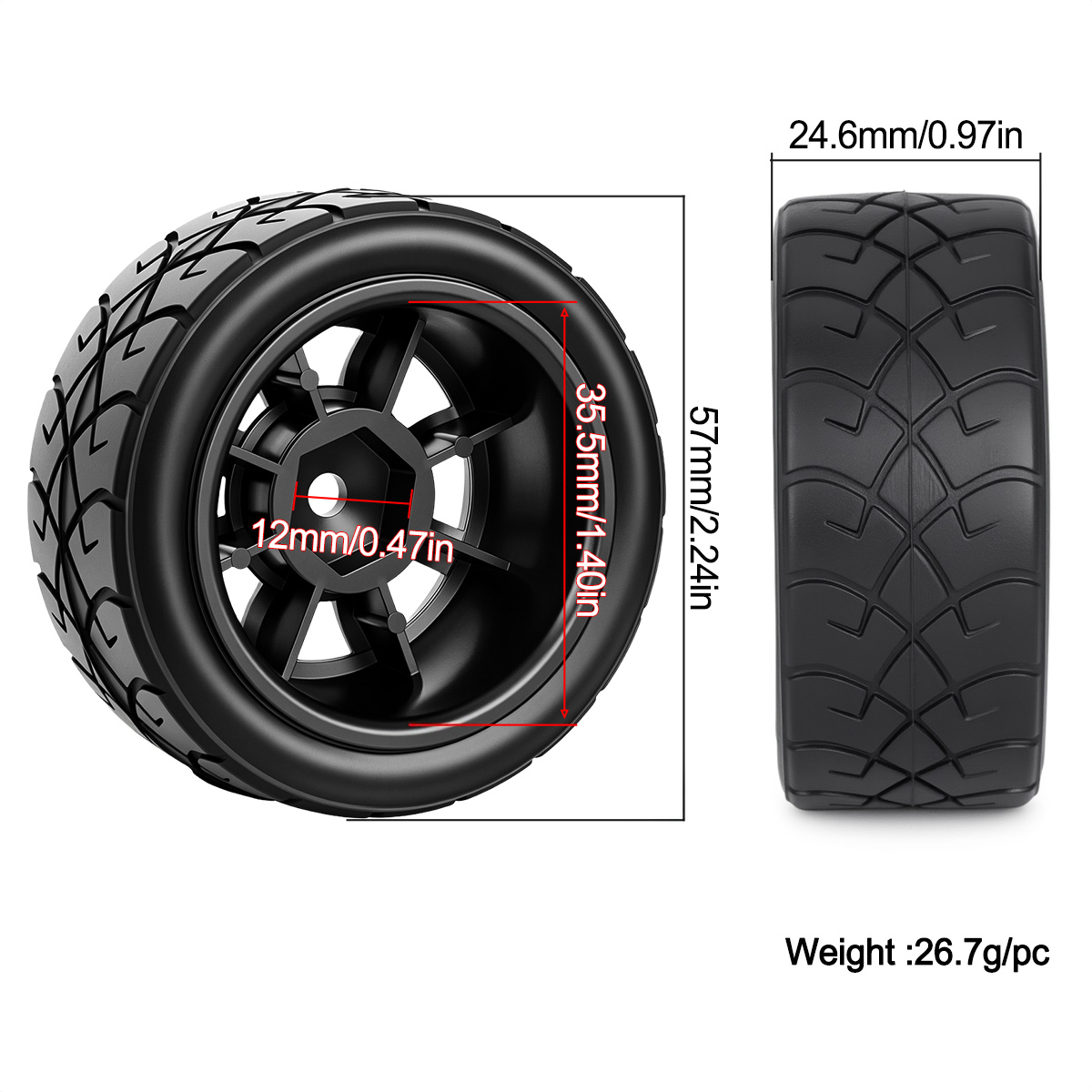 4Pcs Ban Balap Karet Hex 12mm  - Tamiya Model Rc Car ulasan dan harga